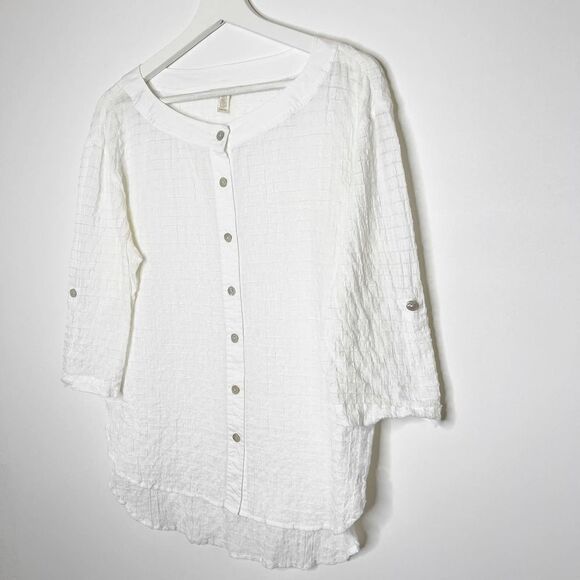 EILEEN FISHER Organic Cotton Button Front Blouse  - Picture 4 of 9